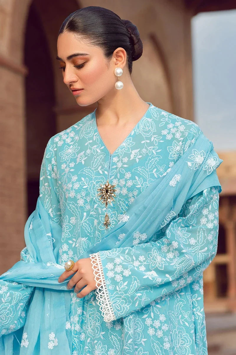 DA209-Bareeze -Embroidered 3pc lawn dress with embroidered chiffon dupatta