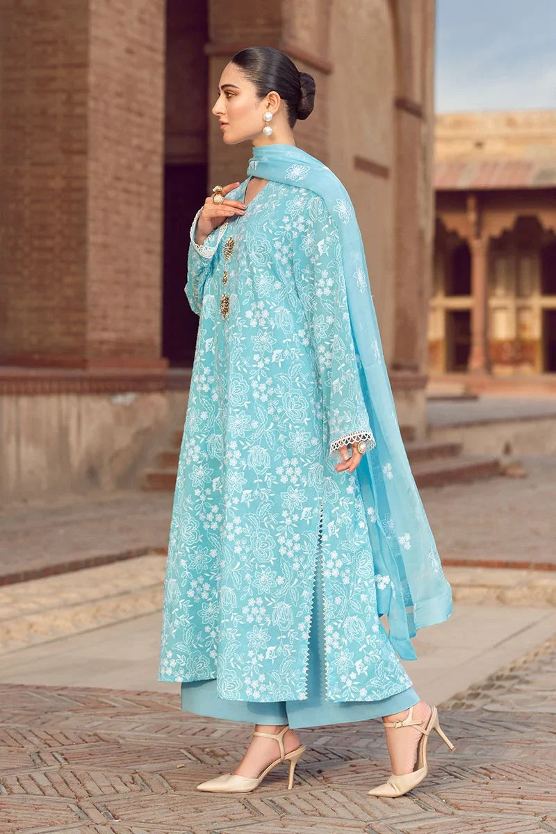 DA209-Bareeze -Embroidered 3pc lawn dress with embroidered chiffon dupatta