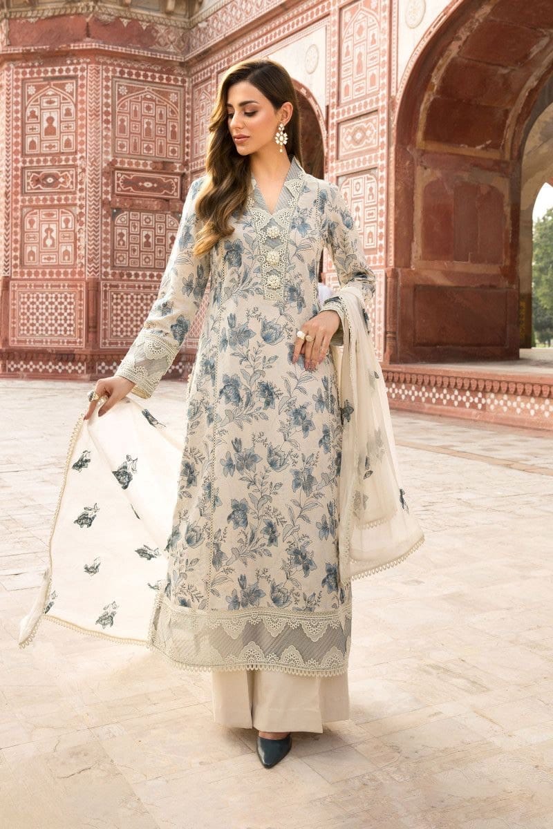 DA729-Bareeze -Embroidered 3pc lawn dress with embroidered chiffon dupatta