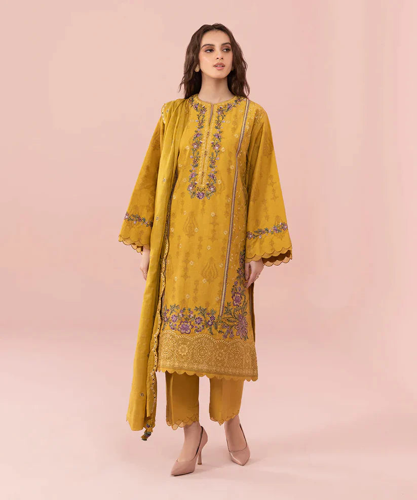 DA740-SUMMER 3PC Lawn Embroidered Shirt With Chiffon Embroidered Dupatta