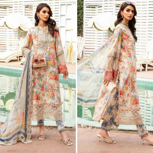 DA789-3 Piece Unstitched Digital Printed Airjet Lawn Suit