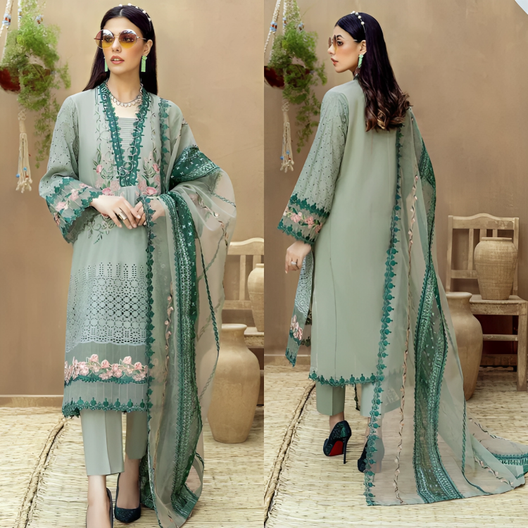 DA260-ADAN LIBAS Embroidered Unstitched 3 Piece Lawn Suit