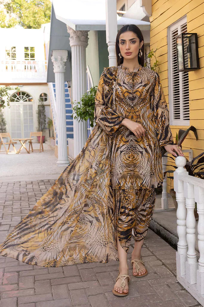 DA285-3Pc Digital Printed Lawn Shirt With Printed Lawn Trouser and Chiffon Dupatta